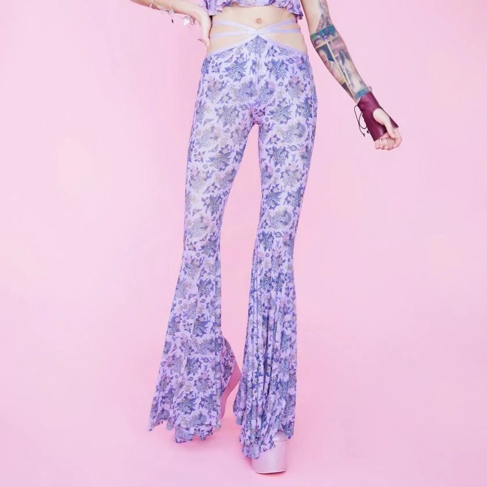 Dolls Kill Dragon Print Bell Bottoms